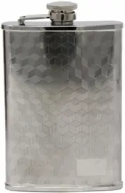 6 oz Pocket Hip Alcohol Liquor Flask in Etched 3D Cube Print Stainless Steel