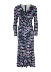 Diane Von Furstenberg New Timmy Printed Jersey Midi Dress - Multicoloured - S (UK 8-10 / S) S (UK 8-10 / S)