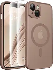 CAPRARO Magnetic for iPhone 14 Case, [Compatible with MagSafe] [Full Camera Protection] Shockproof Protective Slim Translucent Matte Phone Case for iPhone 14 6.1'', Brown
