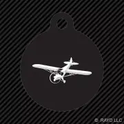 Flying Piper J3 Cub Keychain Round with Tab engraved many colors airplane plane