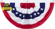 3 X 1.5 Ft American Pleated Fan Flag, USA Patriotic Half Fan Bunting Flag, 4Th o
