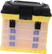 SUPVOX Multifunctional Fishing Lure Carry Case Capacity Baits Hook Storage Box with Layers Portable Handle Outdoor Fishing Organizer and Portable Stool Yellow