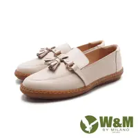 在飛比找momo購物網優惠-【W&M】女 流蘇樂福休閒鞋 女鞋(米色)