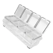 4 Cell Clear Seasoning Rack Spice Box Storage Container Condiment Jars Acryli JY