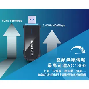 TOTOLINK A1300UB AC1300 USB WiFi 雙頻 藍牙無線網卡 WIFI網路卡 免驅動 電腦網路卡