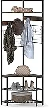Giantex Corner Hall Tree, 5-Tier Coat Rack w/Shoe Storage Bench, 12 Metal Hooks, 183 cm Tall Entryway Shoes Shelf Organizer, Freestanding Clothes Rack for Living Room, Bedroom, Hallway