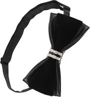 [VALICLUD] Elegant British Style Pu Bow Tie Men Rhinestone Pre Tied Tied Bowtie for Suit Business Banquet