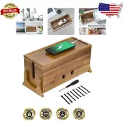 Kid and Pet Safe Acacia Wood Cable Organizer: Declutter Your Space With Style