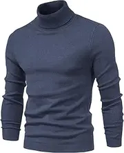 [JEShifangjiusu] Mens Slim Fit Turtleneck Sweater Soft Knitted Long Sleeve Sweater for Men Pullover Turtle Neck Shirt, Blue 1, XXL