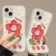 卡通可愛網紅兔子油畫小花蘋果13pro手機殼新款iPhone14Promax保護套豎放內置隱形支架