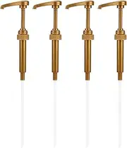 Coffee Syrup Pump 4PCS Plastic Syrup Bottle Pump Golden Syrup Pump Lotion Dispenser for Snow Cones Flavorings 750ml