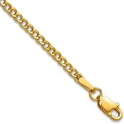 [JewelryWeb] 14k Yellow Gold 2.5mm Semi solid Curb Chain Bracelet Link-Bracelet for Women and Men