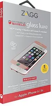 ZAGG InvisibleShield iPhone 8 7 6s 6 Glass Luxe Screen Protector Guard Rose Gold