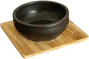 Fonowx Dolsot Bibimbap Bowl Sizzling Hot Pot Dolsot Pot Korean Stone Bowl for Soups Hot Pot, Diameter 19cm