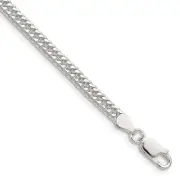 Sterling Silver Polished 3.9mm Double Diamond-cut Curb Chain Bracelet 8" 6.28gm