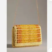 NWT Anthropologie Beaded Foldover Clutch Yellow One size
