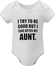 [WOOYONGING] I Try To Be Good But I Take After My Aunt Bodysuit Baby Boy Short Sleeve Baby Girl New Born Clothes White 18 Mont