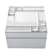 Gibson Gifts Mirror Crystal Jewellery Box Trinket Decor 12cm Square White