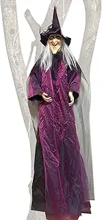 Halloween Witch Decorations, Creepy Sound Activated Witch, Haunted House Props, Halloween Decorations with Sound Effects, Halloween Haunted House Props for Fences, Yards, Railings, Walls