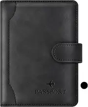 [Hivovannn] Passport Holder for Travel Essentials, Passport Wallet Cover Travel Accessories with RFID Blocking for Women Men-Black, Black, Wallet