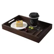 MOOKOMI Premium Walnut Wood Serving Tray with Handles, Coffee Table Tray, for...