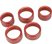 JIUYIN 5 Pcs Knob Ring Cover Trim,Fit For Dodge, Ram 1500 2018-2020 Car Center Console AC Radio Switch Aluminum Alloy Dashboard Knob Ring