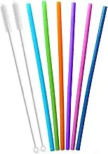 Extra Long 14.5 Inch Reusable Silicone Straws for Wine Bottle,1 Gallon/128 64 75 OZ Water Bottle,Mugs,1/Half Gallon Hydro Water Jug, Flexible Tall Giant Big Gallon Jug Drinking Straw With Brush-8 Pack