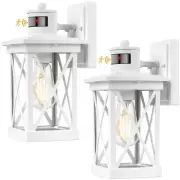 Motion Sensor Outdoor Lights Wall Mount, 2 Packs White Dusk to Dawn Waterproo...