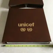 UNICEF Stamp 15 ring Book Binder and Slip Case New Old Stock 27 page