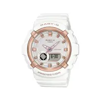 在飛比找PChome24h購物優惠-【CASIO BABY-G】時尚金屬光感雙顯運動腕錶-奶油白