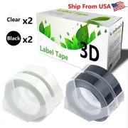 (2Clear+2Black) LabelTape Fit For Dymo 814580 Dymo 20008CP Label Makers