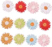 OHPHCALL 12pcs Self Adhesive Daisy Flower Embroidery Patches for DIY Crafts Clothing Decoration Repair Accessories for Jeans Jackets Bags and Hats Beautiful Handmade Appliques