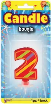 Forum Novelties Festive Number 2 Birthday or Anniversary Candle Favor