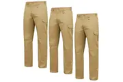 3 x Hard Yakka Mens Core Relaxed Stretch Cargo Work Pants Y02597 - Khaki