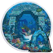 Cool Neptunes Magical Underwater World Round Beach Towel