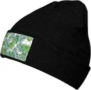 [CADREWY] Transparent Palm Leaf Pattern Print Warm Hat Knitted Hat Soft Winter Beanie for Men and Women Fashionable Knit Cap