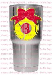 Custom Yeti Size Tennis Monogram Vinyl Decal 2 Colors Bow Sticker fits RTIC