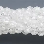 1 Strand(50-54) Clear Crystal 8mm Round Crackle Glass Beads w/ 0.8-1.6mm Hole