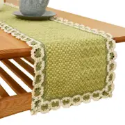 Catzon Burlap Lace Table Runners Simple Home Decoration-Green