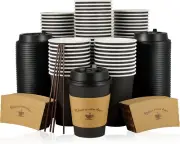 100 Pack 12 Oz Paper Coffee Cups Drinking Cups for Hot Coffee Chocolate Drinks