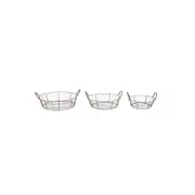 3pc Wire Low Round Basket Set Home/Garden/Patio Plant Display Decor Brown