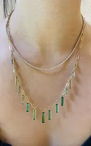 [Yi Collection] 18K Yellow Gold Tourmaline Bamboo Necklace