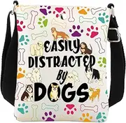 [BNQL] Dog Crossbody Bag Dog Gifts Dog Lover Gifts Dog Paw Gifts Dog Owner Gifts Easily Distracted By Dogs Cell Phone Sling Bag, White