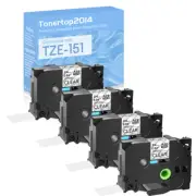 4 PK TZ151 Tze151 Black on Clear Label Tape for Brother P-Touch PT-D600 24mm 1"