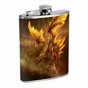 Dragons D37 Flask 8oz Stainless Steel Hip Drinking Whiskey Mythical Fantasy