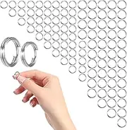 Pack of 100 Small Key Rings, Small Rings for Crafts, Key Rings with Double Loops, Small Metal Rings, Stainless Steel Key Rings, Small, Split Rings for Home, Crafts (6 mm, 8 mm)