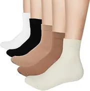 [Mozeat Lens] 5 Pairs Women's Socks Solid Color Crew Socks Lightweight Cute Socks Socks Neutral Running Hiking Athletic Long Socks for Women and Men, Black+white+cream+khaki+coffee, 5-9 Tall