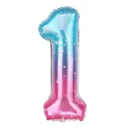 Number Balloons 40 Inch Blue-Pink Gradient Number 1 Balloons for Birthday Party
