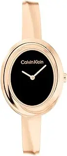 [Calvin Klein] Twisted Bezel IP Rose Gold Steel Black Dial Women's Watch