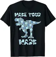 [X.Style] Make Your Mark Dot Day Blue Polka Dot T Rex Dinosaur Kids ds1207 T-Shirt (2XL)